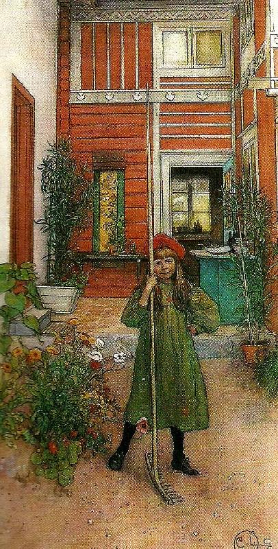 Carl Larsson brita med krattan- krattning